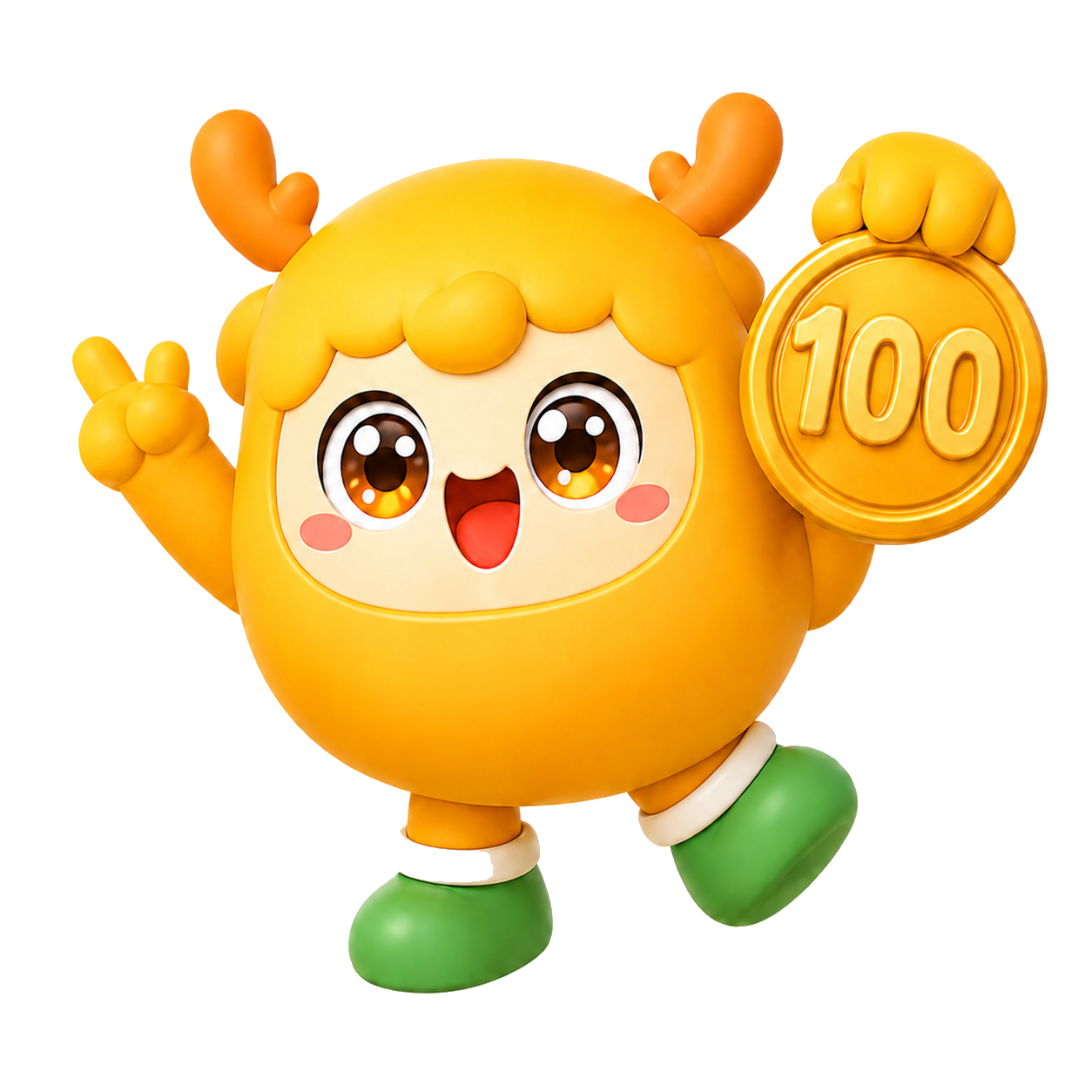 双脚完整的 Lookee 100星吉祥物